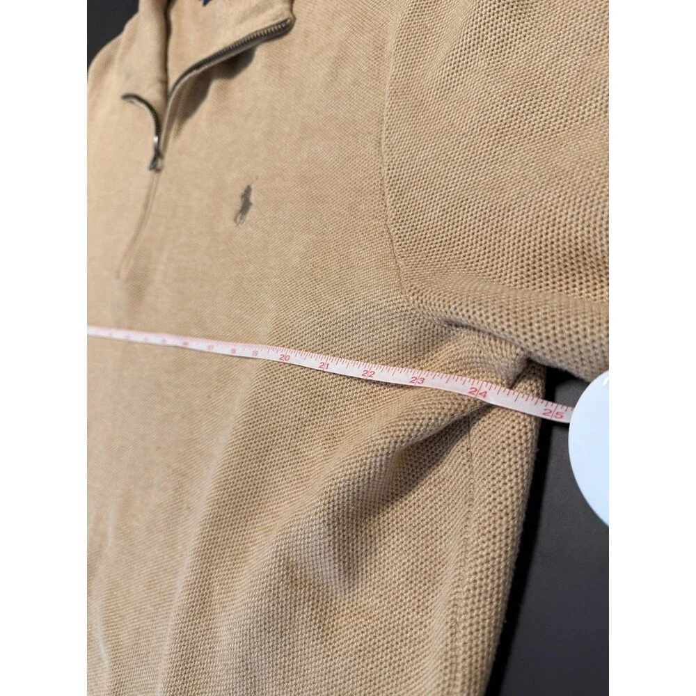 Polo Ralph Lauren XXL Pima Cotton Quarter Zip Pullover Sweater Tan Beige Golf